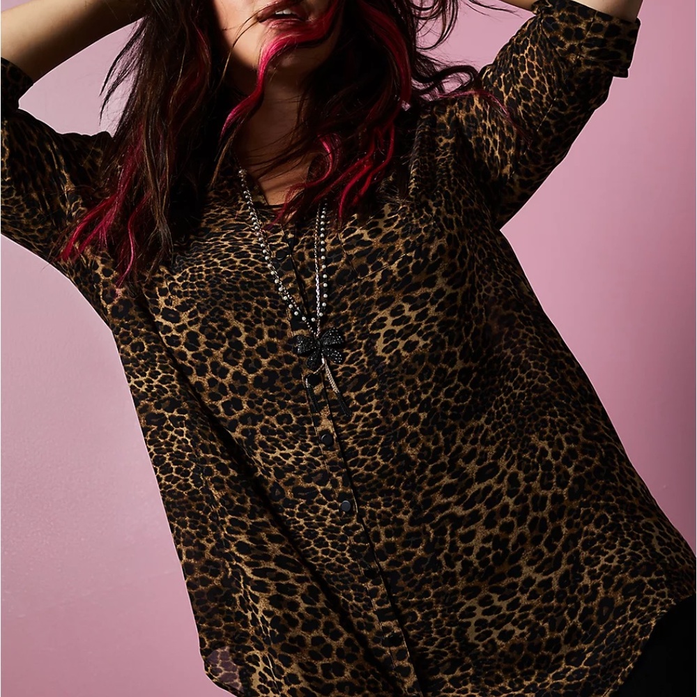 Torrid Betsey Johnson Leopard Sheer Chiffon Tunic Size 2 2X 18 20